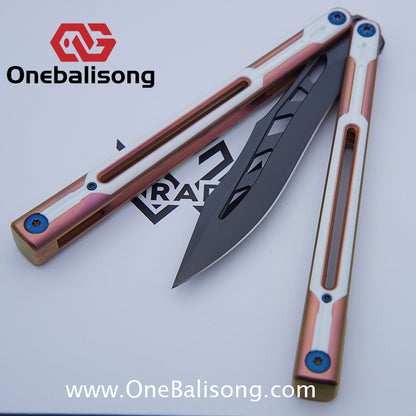 RAD Cygnus V2 Genuine Balisong Titanium-6AL-4V Handle CPM-S35VN Stainless Steel Live Blade Bushing