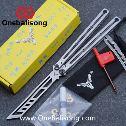 YY Noctilucent Steel Kraken Balisong Clone  Stainless Steel Handle Stainless Steel Blade Bushings
