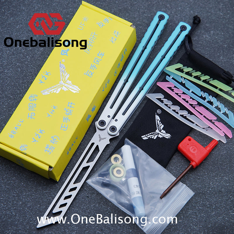 YY Noctilucent Steel Kraken Balisong Clone  Stainless Steel Handle Stainless Steel Blade Bushings