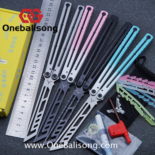 YY Noctilucent Steel Kraken Balisong Clone  Stainless Steel Handle Stainless Steel Blade Bushings