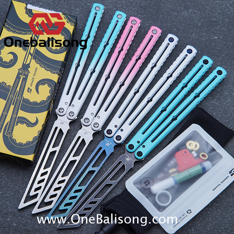 ARMED SHARK Steel Kraken V3 Balisong Clone 3CR13 Stainless Steel Handle Stainless Steel Blade Bushings