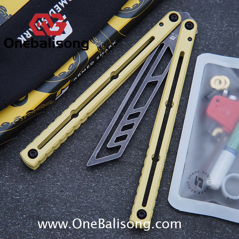 ARMED SHARK Steel Kraken V3 Balisong Clone 3CR13 Stainless Steel Handle Stainless Steel Blade Bushings