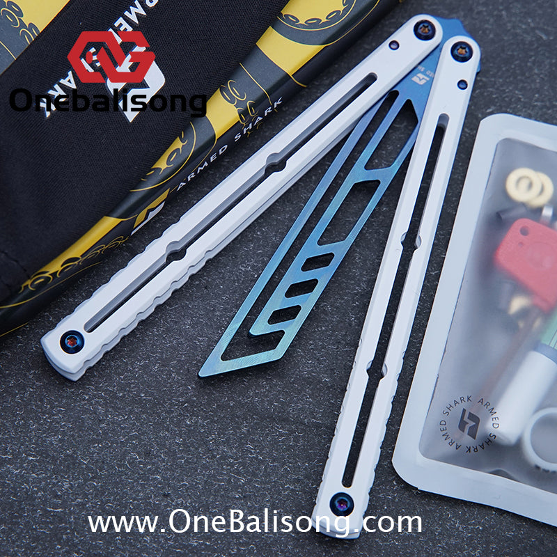 ARMED SHARK Steel Kraken V3 Balisong Clone 3CR13 Stainless Steel Handle Stainless Steel Blade Bushings