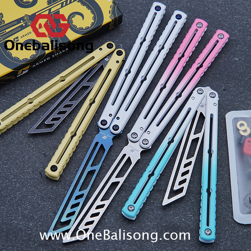 ARMED SHARK Steel Kraken V3 Balisong Clone 3CR13 Stainless Steel Handle Stainless Steel Blade Bushings