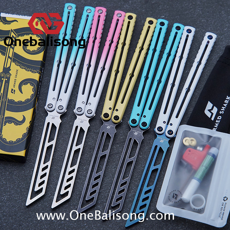 ARMED SHARK Steel Kraken V3 Balisong Clone 3CR13 Stainless Steel Handle Stainless Steel Blade Bushings