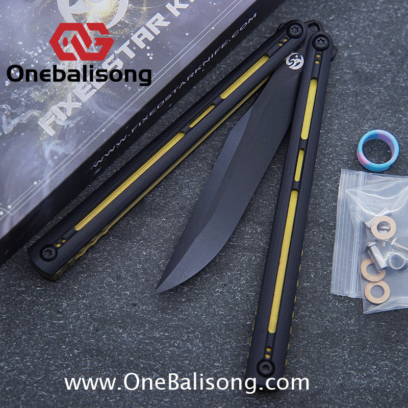 Fixedstarknife Shinyou Original Balisong TC4 Titanium Lining+G10 Patch Handle 440C Stainless Steel Blade