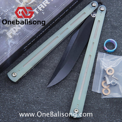 Fixedstarknife Shinyou Original Balisong TC4 Titanium Lining+G10 Patch Handle 440C Stainless Steel Blade