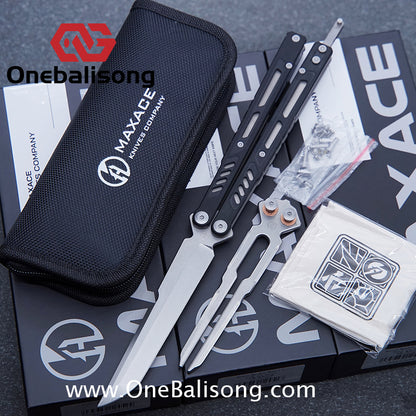Maxace Banshee Balisong G10/PEI Patch Handle 10Cr15CoMoV Stone Washing Blade Bushing