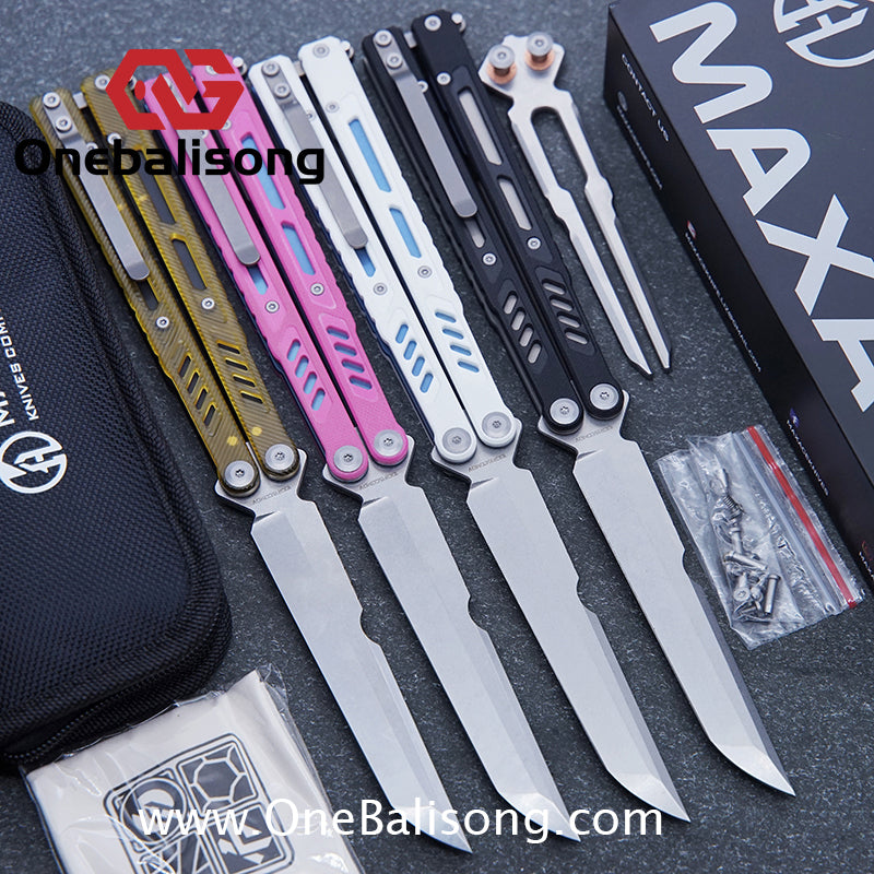 Maxace Banshee Balisong G10/PEI Patch Handle 10Cr15CoMoV Stone Washing Blade Bushing