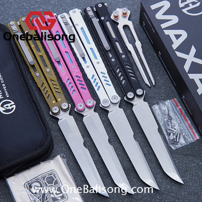 Maxace Banshee Balisong G10/PEI Patch Handle 10Cr15CoMoV Stone Washing Blade Bushing