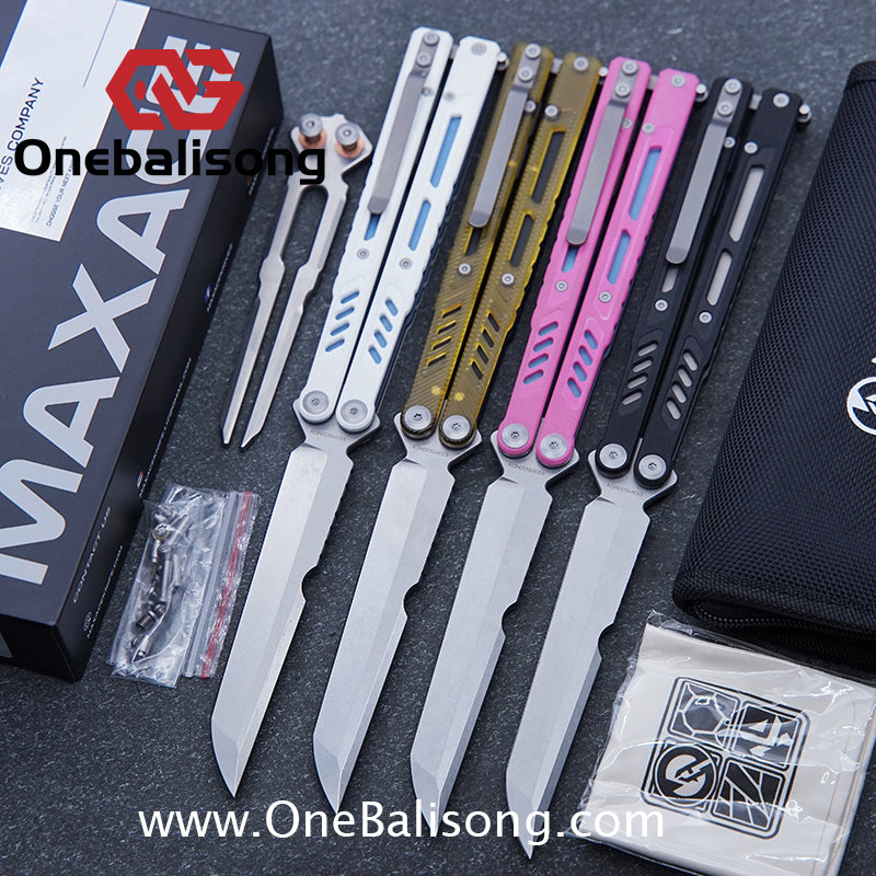Maxace Banshee Balisong G10/PEI Patch Handle 10Cr15CoMoV Stone Washing Blade Bushing