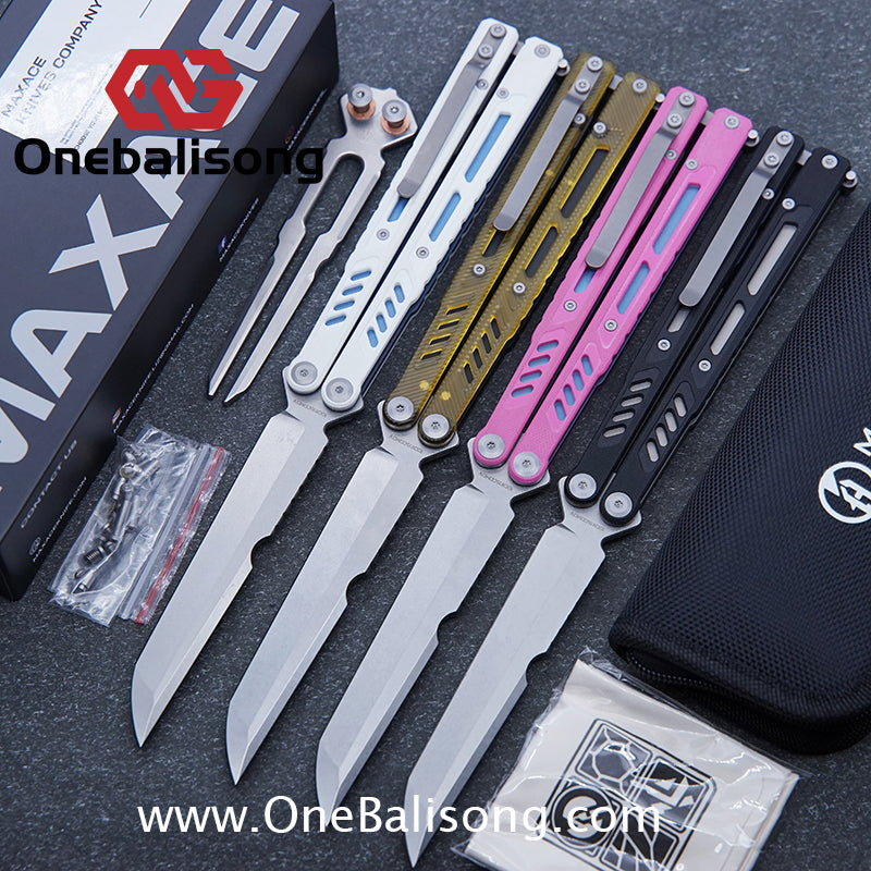 Maxace Banshee Balisong G10/PEI Patch Handle 10Cr15CoMoV Stone Washing Blade Bushing