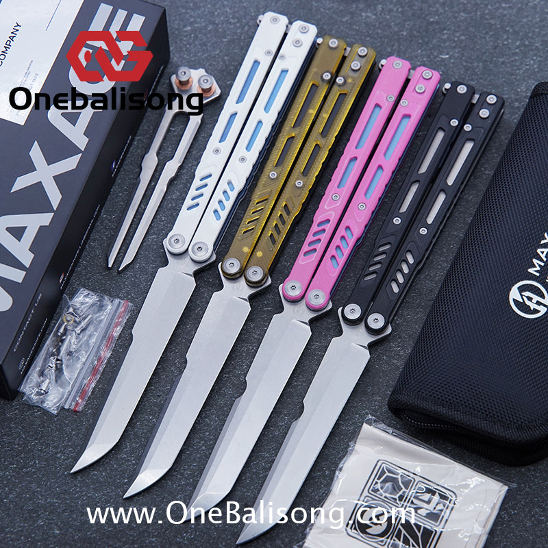 Maxace Banshee Balisong G10/PEI Patch Handle 10Cr15CoMoV Stone Washing Blade Bushing