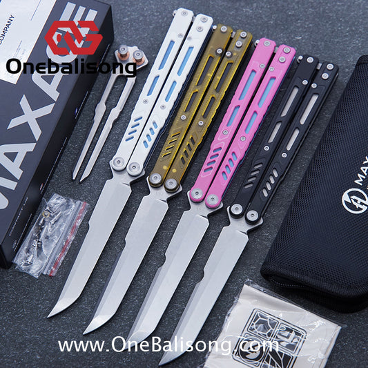 Maxace Banshee Balisong G10/PEI Patch Handle 10Cr15CoMoV Stone Washing Blade Bushing