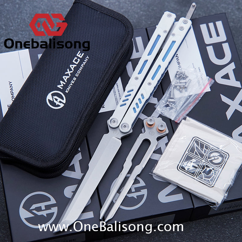 Maxace Banshee Balisong G10/PEI Patch Handle 10Cr15CoMoV Stone Washing Blade Bushing