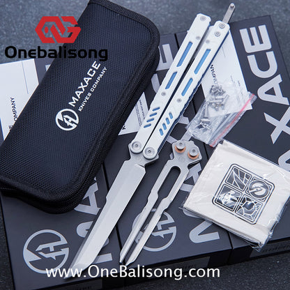 Maxace Banshee Balisong G10/PEI Patch Handle 10Cr15CoMoV Stone Washing Blade Bushing