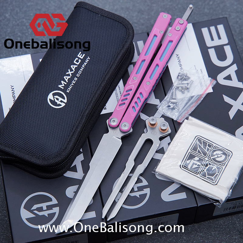 Maxace Banshee Balisong G10/PEI Patch Handle 10Cr15CoMoV Stone Washing Blade Bushing