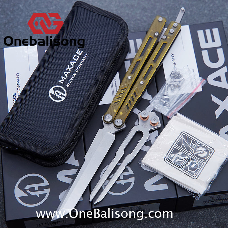 Maxace Banshee Balisong G10/PEI Patch Handle 10Cr15CoMoV Stone Washing Blade Bushing