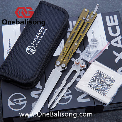 Maxace Banshee Balisong G10/PEI Patch Handle 10Cr15CoMoV Stone Washing Blade Bushing