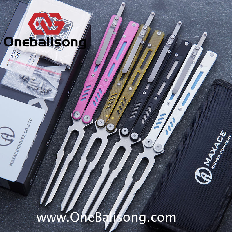 Maxace Banshee Balisong G10/PEI Patch Handle 10Cr15CoMoV Stone Washing Blade Bushing