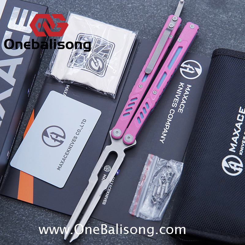 Maxace Banshee Balisong G10/PEI Patch Handle 10Cr15CoMoV Stone Washing Blade Bushing