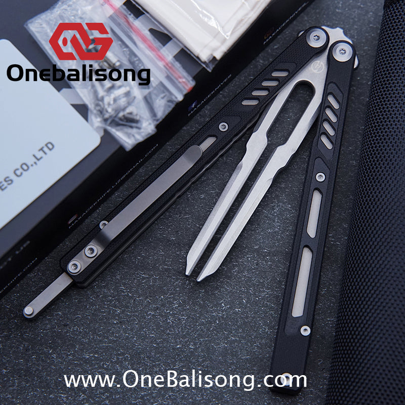 Maxace Banshee Balisong G10/PEI Patch Handle 10Cr15CoMoV Stone Washing Blade Bushing