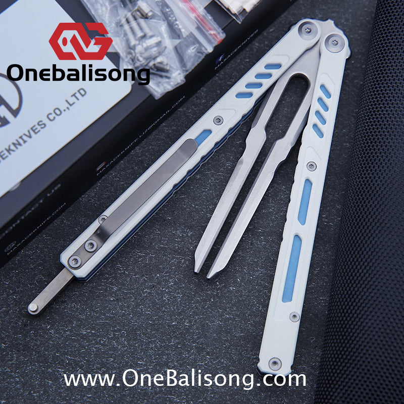 Maxace Banshee Balisong G10/PEI Patch Handle 10Cr15CoMoV Stone Washing Blade Bushing