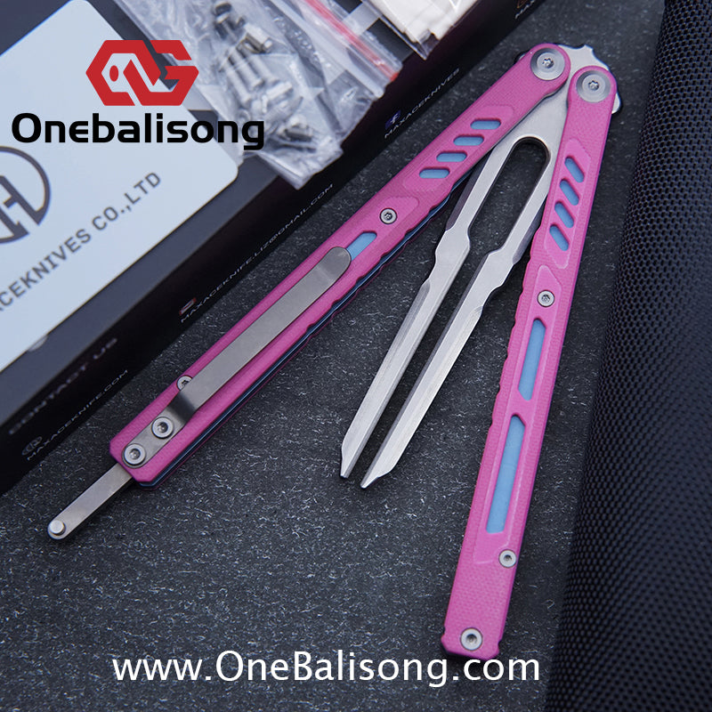 Maxace Banshee Balisong G10/PEI Patch Handle 10Cr15CoMoV Stone Washing Blade Bushing