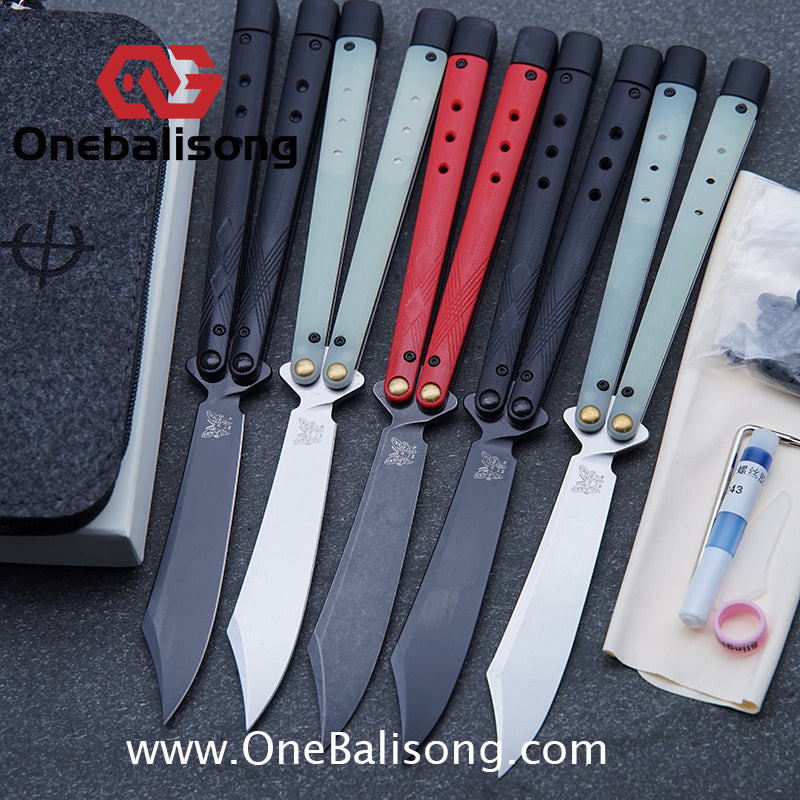 Baliplus BM99 Necron Balisong Clone Sandwich Titanium/G10+Stainless Steel Handle Live/Fake Blade Bushing