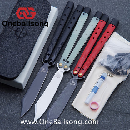 Baliplus BM99 Necron Balisong Clone Sandwich Titanium/G10+Stainless Steel Handle Live/Fake Blade Bushing