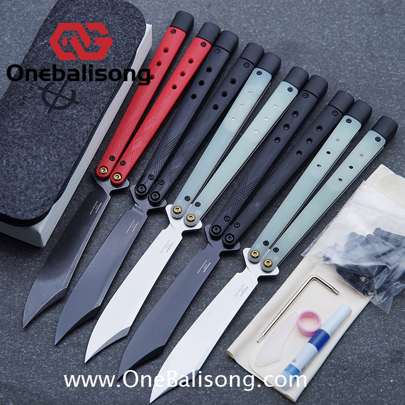 Baliplus BM99 Necron Balisong Clone Sandwich Titanium/G10+Stainless Steel Handle Live/Fake Blade Bushing