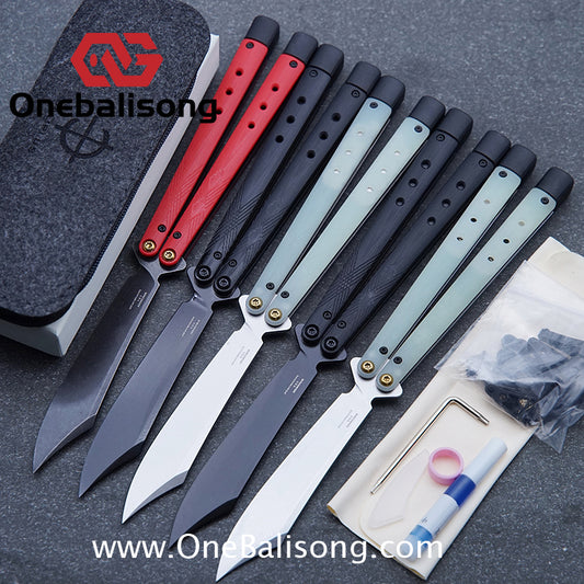 Baliplus BM99 Necron Balisong Clone Sandwich Titanium/G10+Stainless Steel Handle Live/Fake Blade Bushing