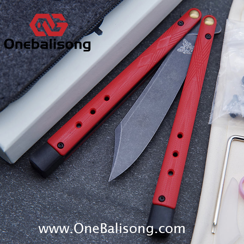Baliplus BM99 Necron Balisong Clone Sandwich Titanium/G10+Stainless Steel Handle Live/Fake Blade Bushing