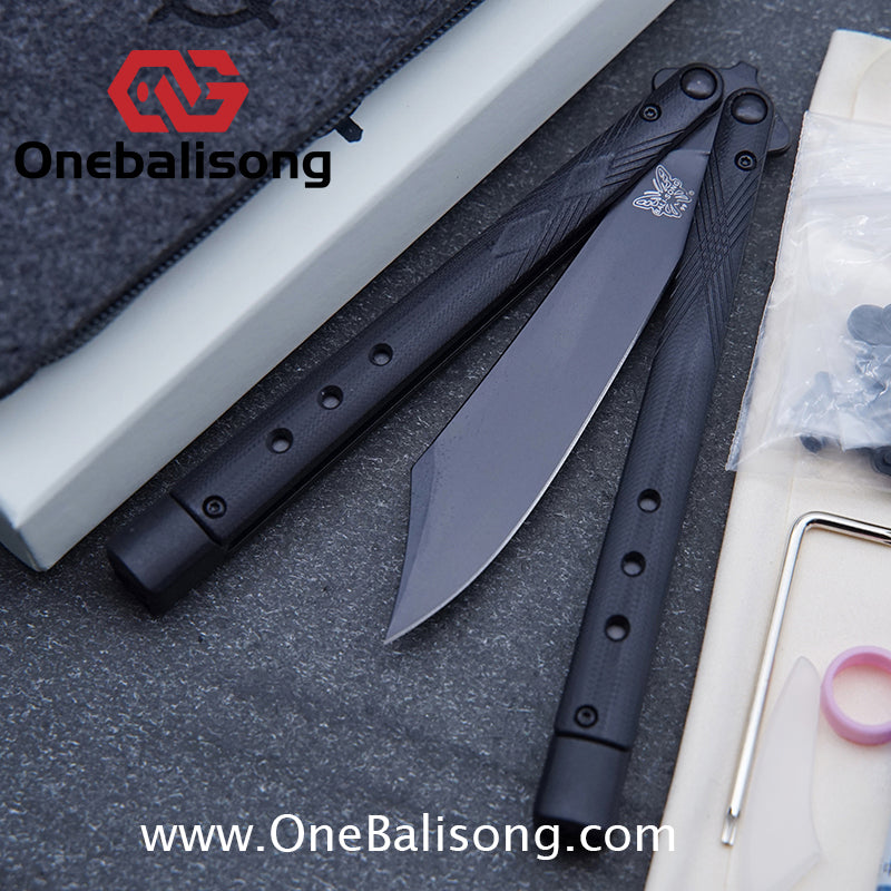 Baliplus BM99 Necron Balisong Clone Sandwich Titanium/G10+Stainless Steel Handle Live/Fake Blade Bushing