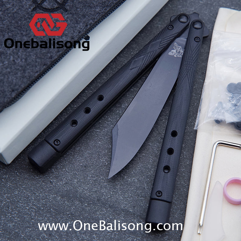Baliplus BM99 Necron Balisong Clone Sandwich Titanium/G10+Stainless Steel Handle Live/Fake Blade Bushing