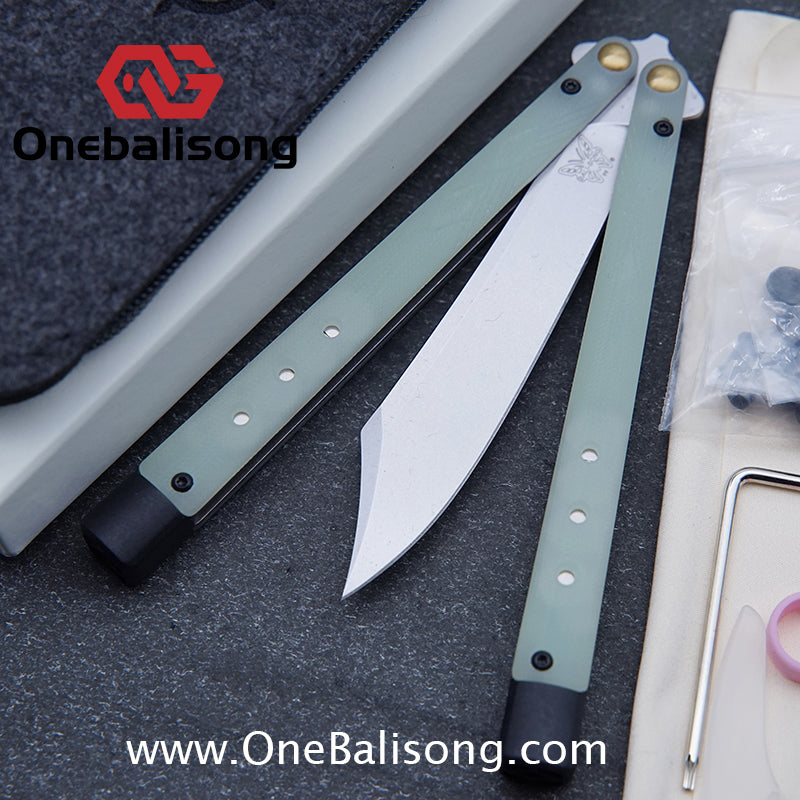 Baliplus BM99 Necron Balisong Clone Sandwich Titanium/G10+Stainless Steel Handle Live/Fake Blade Bushing