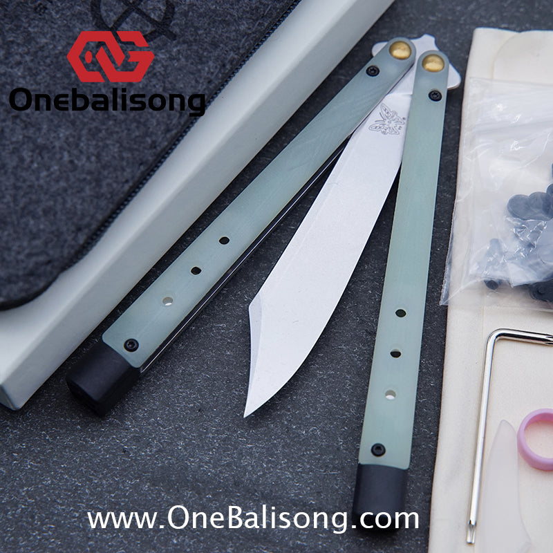 Baliplus BM99 Necron Balisong Clone Sandwich Titanium/G10+Stainless Steel Handle Live/Fake Blade Bushing