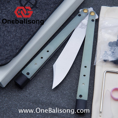 Baliplus BM99 Necron Balisong Clone Sandwich Titanium/G10+Stainless Steel Handle Live/Fake Blade Bushing