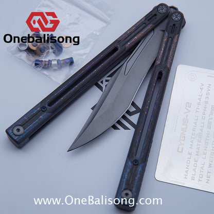 RAD Cygnus V2 Genuine Balisong Titanium-6AL-4V Handle CPM-S35VN Stainless Steel Live Blade Bushing