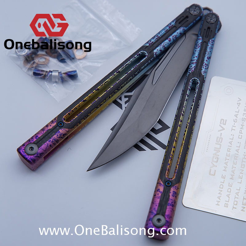 RAD Cygnus V2 Genuine Balisong Titanium-6AL-4V Handle CPM-S35VN Stainless Steel Blade Bushing
