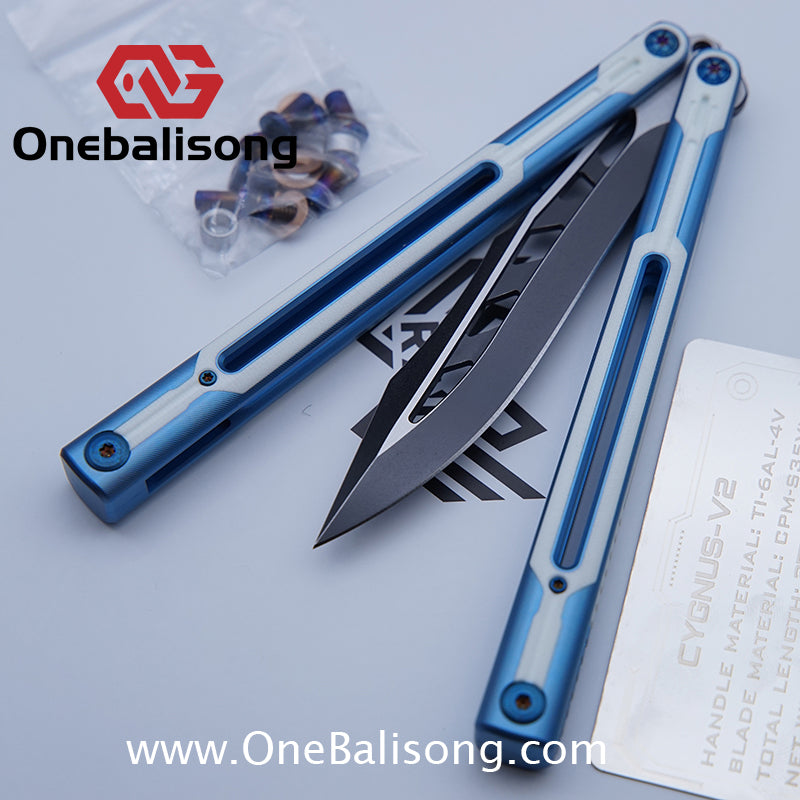 RAD Cygnus V2 Genuine Balisong Titanium-6AL-4V Handle CPM-S35VN Stainless Steel Blade Bushing