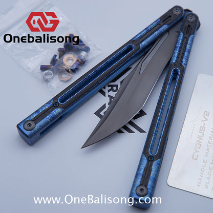 RAD Cygnus V2 Genuine Balisong Titanium-6AL-4V Handle CPM-S35VN Stainless Steel Live Blade Bushing