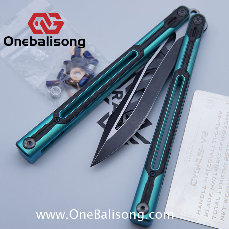 RAD Cygnus V2 Genuine Balisong Titanium-6AL-4V Handle CPM-S35VN Stainless Steel Blade Bushing