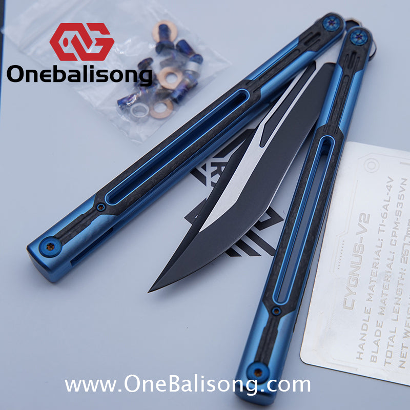RAD Cygnus V2 Genuine Balisong Titanium-6AL-4V Handle CPM-S35VN Stainless Steel Blade Bushing