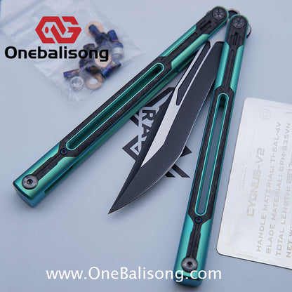 RAD Cygnus V2 Genuine Balisong Titanium-6AL-4V Handle CPM-S35VN Stainless Steel Live Blade Bushing