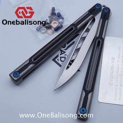 RAD Cygnus V2 Genuine Balisong Titanium-6AL-4V Handle CPM-S35VN Stainless Steel Live Blade Bushing