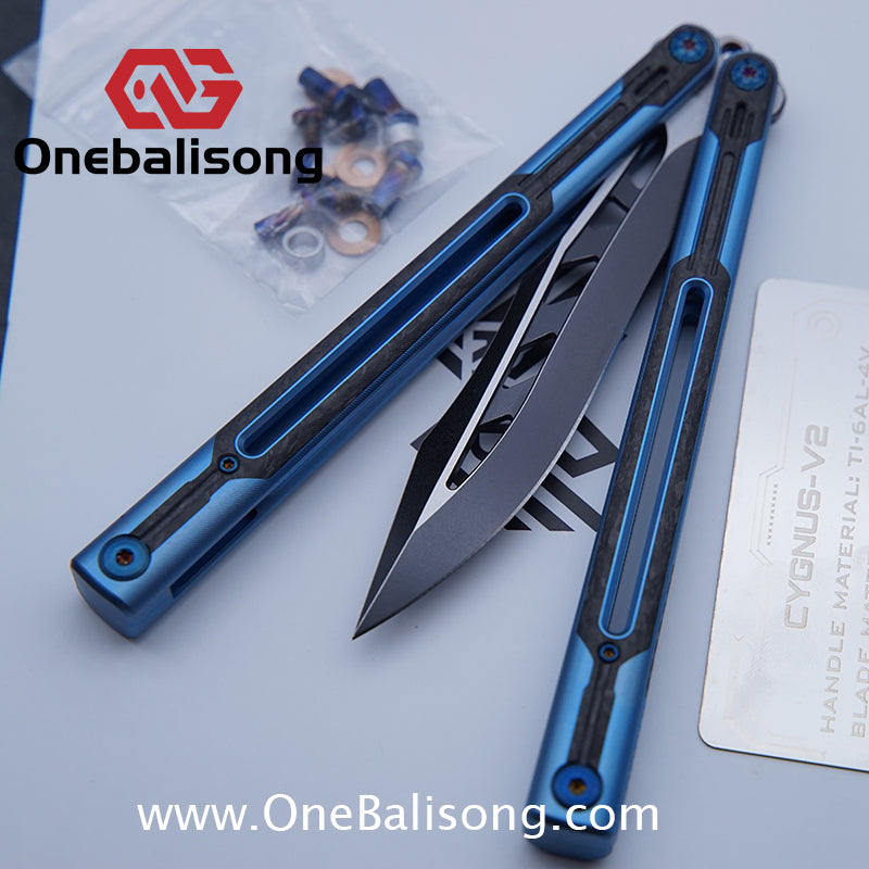 RAD Cygnus V2 Genuine Balisong Titanium-6AL-4V Handle CPM-S35VN Stainless Steel Blade Bushing