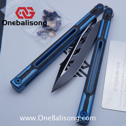 RAD Cygnus V2 Genuine Balisong Titanium-6AL-4V Handle CPM-S35VN Stainless Steel Live Blade Bushing