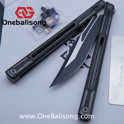 RAD Cygnus V2 Genuine Balisong Titanium-6AL-4V Handle CPM-S35VN Stainless Steel Live Blade Bushing