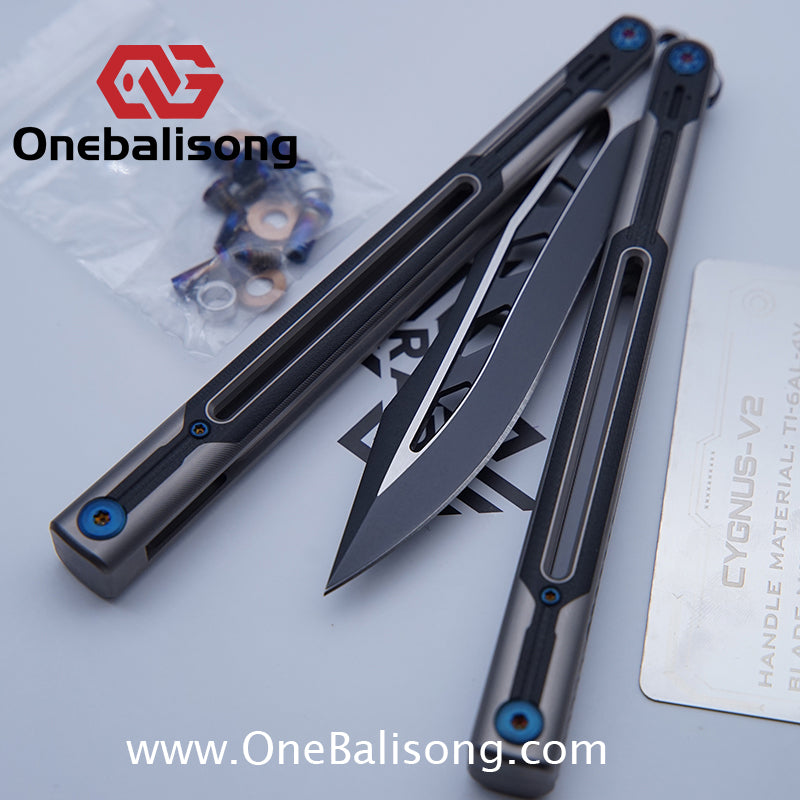 RAD Cygnus V2 Genuine Balisong Titanium-6AL-4V Handle CPM-S35VN Stainless Steel Blade Bushing